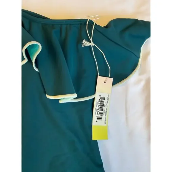 NWT Summersalt Sidestroke The Ruffle Teal One Shoulder Swimsuit, 8 - Picture 5 of 7